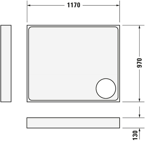 Duravit Starck Slimline Kunststof douchebak acryl rechthoekig - 120x100x5.5cm - zonder poten - wit 0297205
