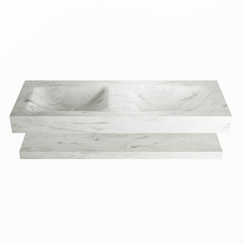 MONDIAZ ALAN - DLUX Badkamermeubelset - 130cm - planchet - Opalo - vrijhangende wastafel - 2 wasbakken - 2 kraangaten - Opalo SW809262