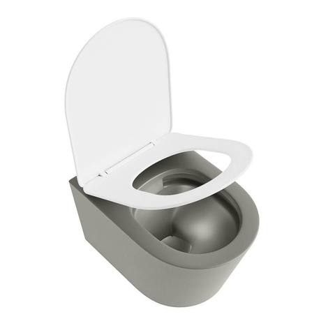 Mondiaz LAVIE hangtoilet – spoelrandloos – 36 x 53 cm – met softclose zitting – Smoke (lichtbruin), zitting Talc (wit) SW1208763