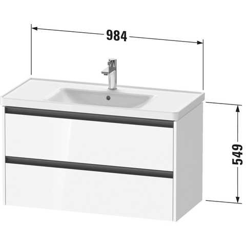 Duravit Ketho 2 wastafelonderbouwkast met 2 laden 98.4x45.5x54.9cm met grepen antraciet Linnen mat SW773070