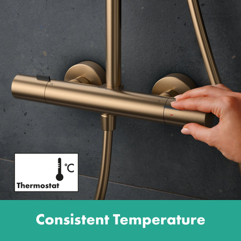 Hansgrohe Pulsify S Puro Puro1jet - showerpipe - ecosmart - 260 - thermostatisch - 3jet - handdouche en doucheslang - 160cm - thermostaat - geborsteld brons SW1151842