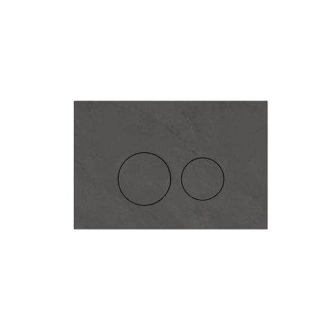 QeramiQ Dely Ensemble WC - réservoir encastré Qeramiq Flush - abattant slim - plaque de commande en pierre naturelle marbre foncé - boutons ronds - blanc mat SW1579125