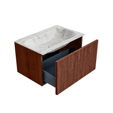 Mondiaz KURVE-DLUX Ensemble de meuble de salle de bains - 70x46x40cm - 1 tiroir - vasque solid surface - central - sans trou de robinet - Ruby SW1415794