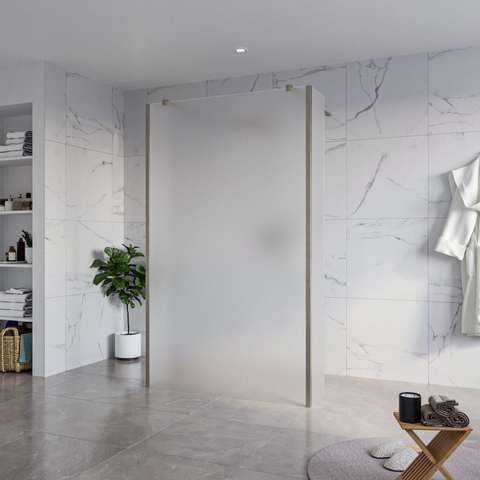 Fortifura Galeria Vrijstaande Inloopdouche - 120x200cm - glas mat - antikalk - 8mm veiligheidsglas - 2 zijwanden - 30cm - wandsteunen en hoekprofielen - PVD - geborsteld gunmetal (antraciet) SW993013