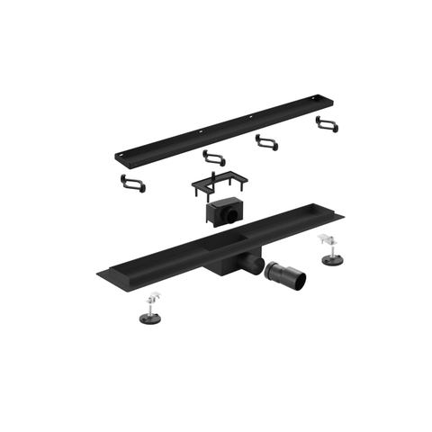 Adema Ralo douchegoot - 80cm - zonder rooster - met flens - mat zwart TWEEDEKANS OUT14479