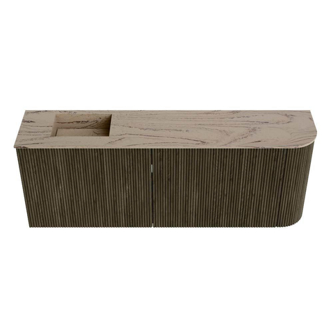 Mondiaz JOYA-DLUX Meuble de salle de bains 111.6cm - arrondi droit couleur Shadow - Vasque FAYE position Gauche Sans trou de robinet couleur Arena SW1424835