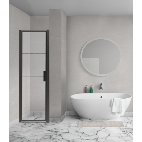 Aqua Vista Triple Porte pivotante - 100x200 cm - 8mm - verre transparent - élément cabine d'angle - noir mat SW969927