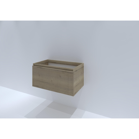 H&R Badmeubelen Matrix Meuble sous-lavabo - 80x44.8x40cm - façade 3D - 1 tiroir - sans poignées avec bande de préhension - chêne français SW757128