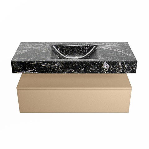 Mondiaz ALAN-DLUX Ensemble de meuble - 110cm - meuble Oro mat - 1 tiroir - Lavabo Cloud Lava suspendu - vasque Centre - 0 trous de robinet SW808542