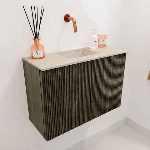 Mondiaz JOYA-DLUX 60cm toiletmeubel - kleur Shadow - Wastafel FAYE positie Midden Zonder kraangat kleur Frappe. SW1422671