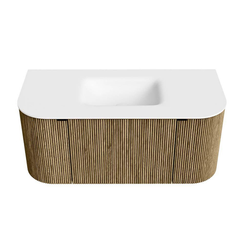 Mondiaz KURVE Badkamermeubelset - 100x46x40cm - 1 lade - 2 deuren - wastafel solid surface - midden - 1 kraangat - Dusk SW1414715