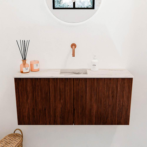 Mondiaz JOYA-DLUX 90cm meuble de salle de bains - couleur Ruby - Vasque FAYE position Milieu Sans trou de robinet couleur Nata. SW1425437