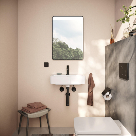 Hansgrohe Xarita Lite Q Spiegel - 50x70cm - led verlichting - Horizontaal - wandschakelaar - mat zwart SW1165003