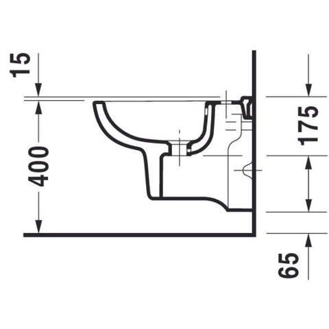 Duravit D-code Wandbidet - 350x350x480mm - 1 kraangat - met overloop - compact - wit 0315119