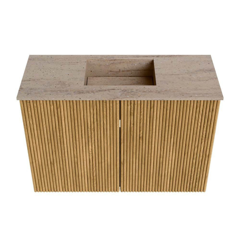 Mondiaz JOYA-DLUX 60cm meuble de salle de bains WC - couleur Oak - Vasque FAYE position Milieu Sans trou de robinet couleur Saba. SW1424155