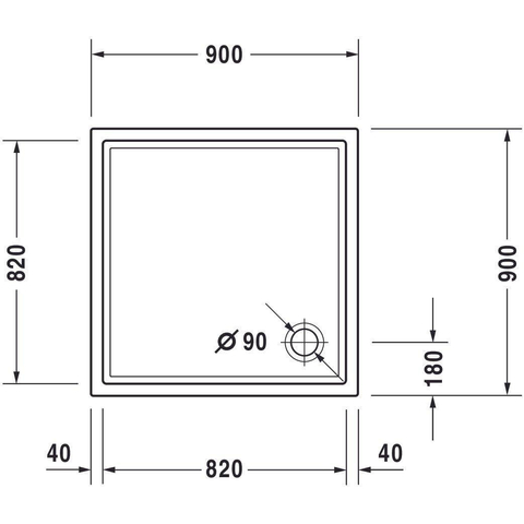 Duravit Starck Slimline Receveur de douche acrylique carré 90x90x4.5cm Blanc 0297096