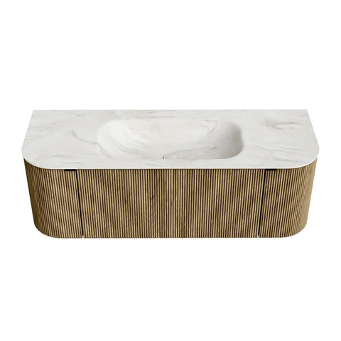 Mondiaz KURVE-DLUX Ensemble de meuble de salle de bains - 130x46x40cm - 1 tiroir - 2 portes - lavabo solid surface - central - 1 trou de robinet - Dusk SW1415142