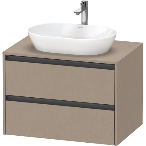 Duravit Ketho.2 Wastafelonderbouwkast - inclusief consoleplaat - met 1 lade - 80x55x56.8cm - met handgreep antraciet - linnen mat SW773047