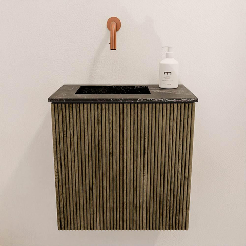 Mondiaz JOYA-DLUX 40cm toiletmeubel - kleur Dusk - Wastafel FAYE positie Links Zonder kraangat kleur Lava. SW1423221