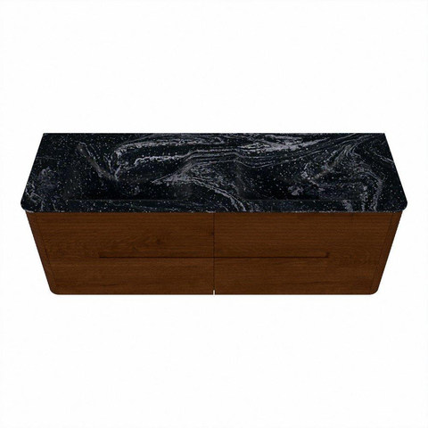 Mondiaz CIRO-DLUX Ensemble de meuble de salle de bains - 140x45x50cm - Vasque en solid surface Lava - 2 bassins double - 2 trous de robinetterie - 4 tiroirs - Ruby SW1531644