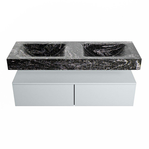 Mondiaz ALAN-DLUX Ensemble de meuble - 130cm - meuble Clay mat - 2 tiroirs - Lavabo Cloud Lava suspendu - vasque Gauche et droite - 0 trous de robinet SW808591