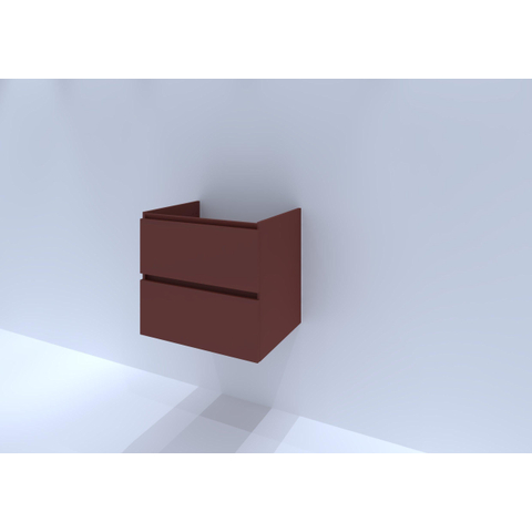 H&R Badmeubelen Infinity Wastafelonderkast - 60x44.8x55cm - 2 lades - zonder sifonuitsparing - greeploos - terra mat SW872865