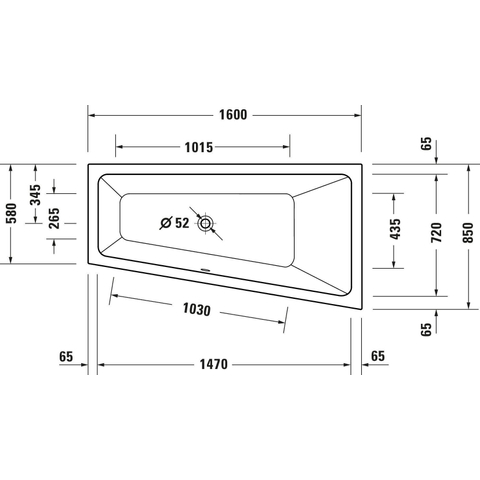 Duravit No.1 Bad offset - 160x85cm hoek rechts - wit glanzend SW723796