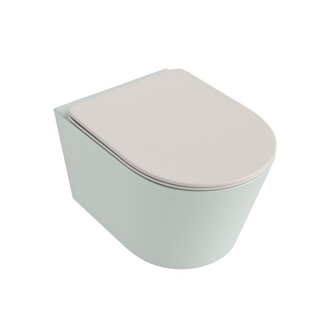 Mondiaz LAVIE hangtoilet – spoelrandloos – 36 x 53 cm – met softclose zitting – Greey (lichtgroen/grijs), zitting Linen (offwhite) SW1208650