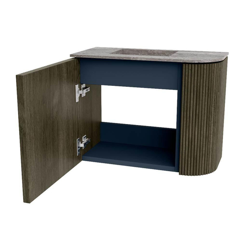 Mondiaz JOYA-DLUX Meuble de toilette - 51,6cm - arrondi droit couleur Shadow - Vasque FAYE position Gauche Sans trou de robinet couleur Oza SW1425061