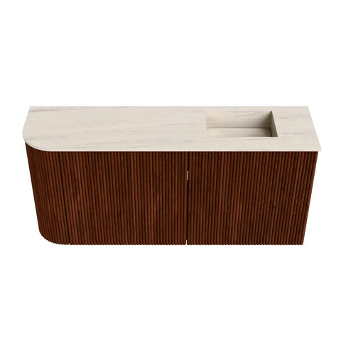 Mondiaz JOYA-DLUX 91.6cm toiletmeubel - ronding links kleur Ruby - Wastafel FAYE positie Rechts Zonder kraangat kleur Meli. SW1425385
