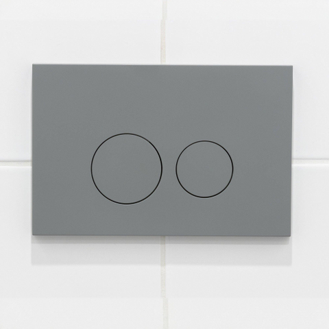 Pack WC QeramiQ Dely Swirl Compact - réservoir encastrable Geberit UP320 - avec bâti-support Burda - abattant slim - plaque de commande en plastique gris clair - boutons ronds - blanc brillant SW1592300