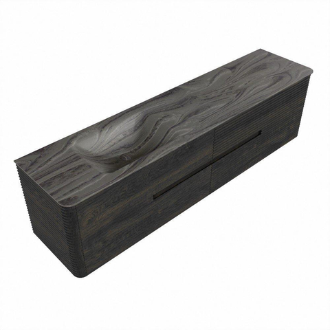Mondiaz CIRO-DLUX Meuble de salle de bains - 190x45x50cm - Plan vasque solid surface Sombra - 1 vasque à gauche - sans trous de robinetterie - 4 tiroirs - Shadow SW1532804