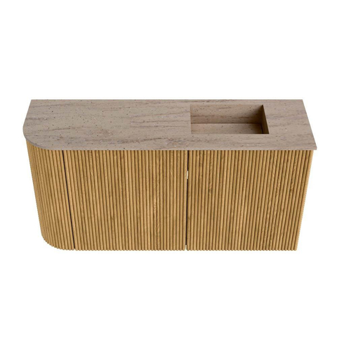 Mondiaz JOYA-DLUX 81.6cm meuble de salle de bains - arrondi gauche couleur Oak - Vasque FAYE position Droite 1 trou de robinet couleur Saba SW1424194