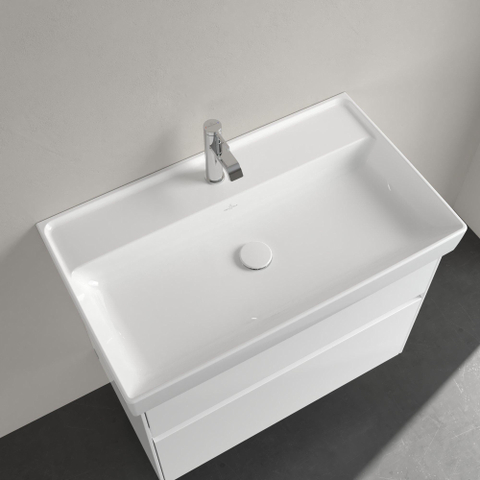 Villeroy & Boch Collaro meubelwastafel - 80x47cm - zonder overloop - 1 kraangat CeramicPlus - White Alpine (glans wit) SW358375