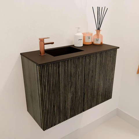 Mondiaz JOYA 60cm meuble de toilette - couleur Shadow - Lavabo FAYE position Gauche 1 trou de robinet couleur Urban. SW1421473