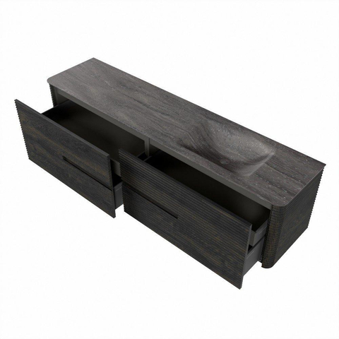 Mondiaz CIRO-DLUX Badkamermeubelset - 190x45x50cm - Solid surface wastafel Oza - 1 wasbak Rechts - zonder kraangaten - 4 lades - Shadow SW1532710