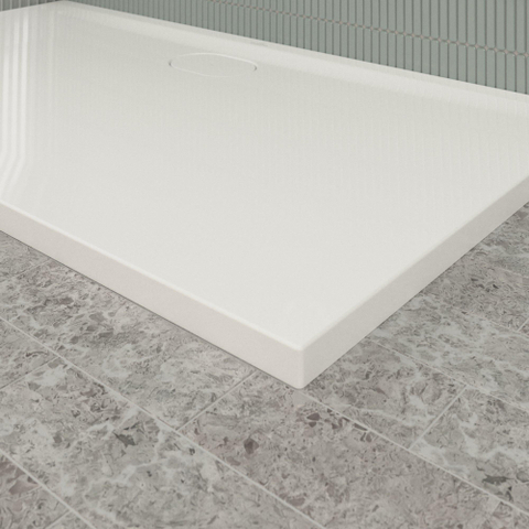 Villeroy & Boch Ecora douchebak - 140x80x3.5cm - afvoer lange zijde - white alpine (wit) SW1558980