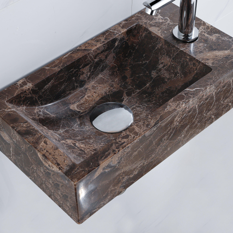 Saniclass Fuente pack lave-mains – rectangulaire – 40 x 22 x 10 cm – pierre naturelle anthracite – robinet chromé SW1445945