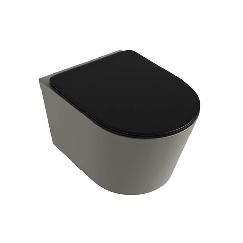 Mondiaz LAVIE hangtoilet – spoelrandloos – 36 x 53 cm – met softclose zitting – Smoke (lichtbruin), zitting Urban (zwart) SW1208749