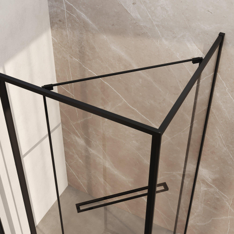 BRAUER Luminis Cabine de douche - 120x90x200 - 3 parties pivotant vers l’intérieur - verre transparent - réversible - incl. traitement anticalcaire - noir mat SW1580971