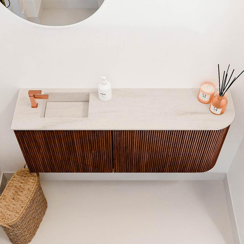 Mondiaz JOYA-DLUX 101.6cm toiletmeubel - ronding rechts kleur Ruby - Wastafel FAYE positie Links 1 kraangat kleur Meli. SW1425384