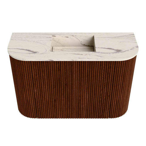 Mondiaz JOYA-DLUX 63.2cm toiletmeubel - ronding links en rechts kleur Ruby - Wastafel FAYE positie Midden Zonder kraangat kleur Nata. SW1425470
