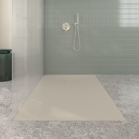 Villeroy & Boch Ecora douchebak - 150x100x3.5cm - afvoer korte zijde - almond (beige) SW1558940