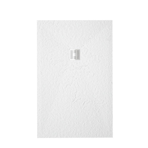 FugaFlow Eccelente Bac à douche Anto - 100x70cm - antidérapant - antibactérien - marbre minéral - rectangulaire - blanc mat SW1450759