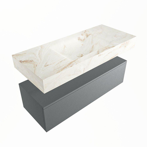 MONDIAZ ALAN - DLUX Badkamermeubelset - 110cm - onderkast - Plata - 1 lade - vrijhangende wastafel - wasbak midden - 1 kraangat - Frappe SW805583