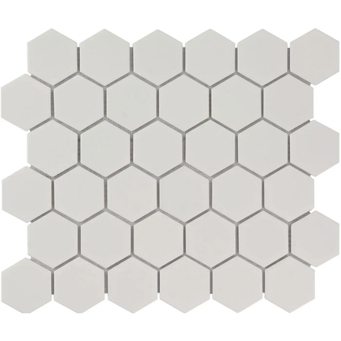 The Mosaic Factory Barcelona mozaïektegel - 28x32cm - 6mm - hexagon - mat wit SW62216