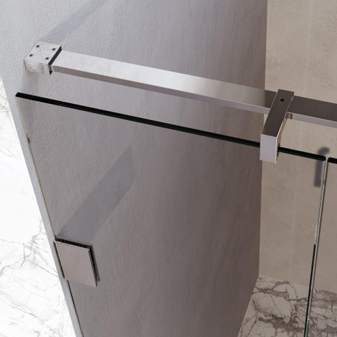 BRAUER Void Carving Porte de niche - 2 pièces - 200x200cm - Porte battante 70cm sur mur - revêtement verre - réversible - verre clair - Chrome SW1418217