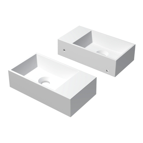 INK Contra lave-mains - 40x22x10cm - vasque gauche - sans trou robinet - sans bonde - blanc mat SW352247