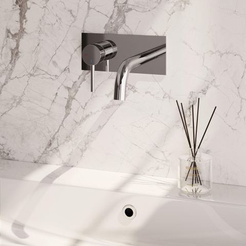 BRAUER Stripe Mitigeur lavabo encastré - bec courbé et plaque de recouvrement - modèle A2 - chrome SW1434705