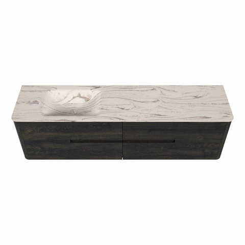 Mondiaz CIRO-DLUX Ensemble de meubles de salle de bains - 180x45x50cm - Vasque en solid surface Nata - 1 lavabo à gauche - 1 trou de robinet - 4 tiroirs - Shadow SW1532609